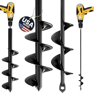 K-Brands Auger Drill Bit for Planting 2 Pack 1.6 x 16 Inch & 3.5 x 16 Inch Set – Garden Spiral Hole and Bulb Planter Tool for Umbrella Holes - Compatible with 3/8 Inch Hex Drive
