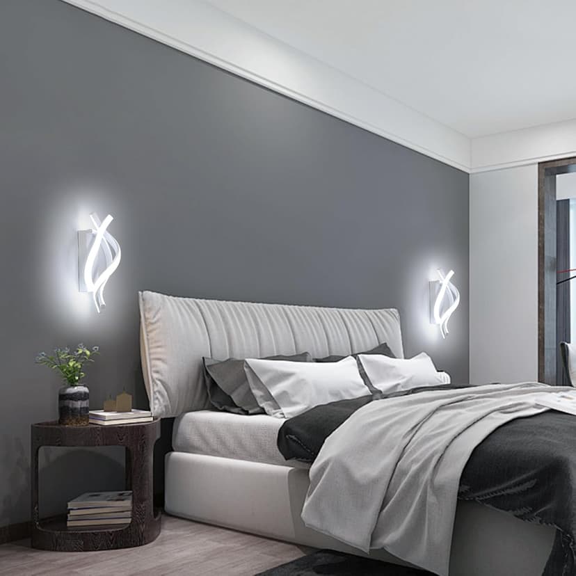 DELIPOP Wall Sconces, Spiral Modern LED Wall Sconce Lighting, 6500K Cool White Indoor Wall Light, Acrylic LED Wall Lamp for Bedroom, Bathroom, Living Room, Hallway, Balcony (White)
