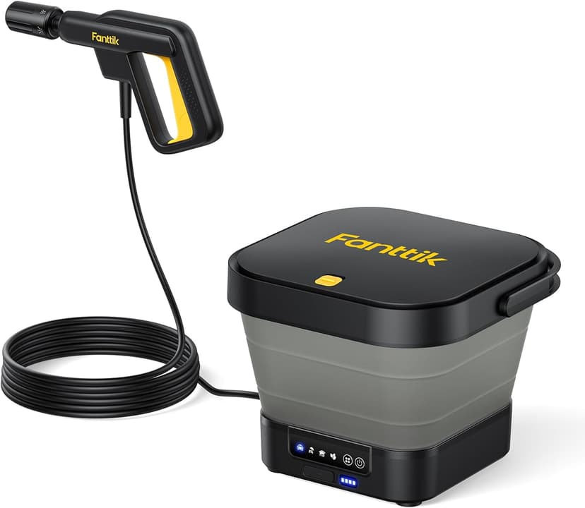 Fanttik NB8 Fold Cordless Electric Pressure Washer w/3.2Gal Tank, 5-in-1 Nozzle, Max 220PSI, 10FT Hose, 4000mAh Lithium Battery, Type-C Charging, Portable Sprayer Washer for Camping, Pet Cleaning