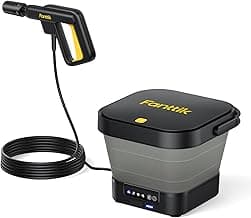 Fanttik NB8 Fold Cordless Electric Pressure Washer w/3.2Gal Tank, 5-in-1 Nozzle, Max 220PSI, 10FT Hose, 4000mAh Lithium Battery, Type-C Charging, Portable Sprayer Washer for Camping, Pet Cleaning