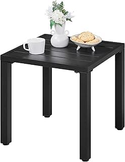 Yaheetech Outdoor Side Table, Small Metal Square Side Table, Easy Maintenance & Weather Resistance, Outside End Table for Patio, Porch, Deck, Pool, Indoor/Outdoor Use, Black