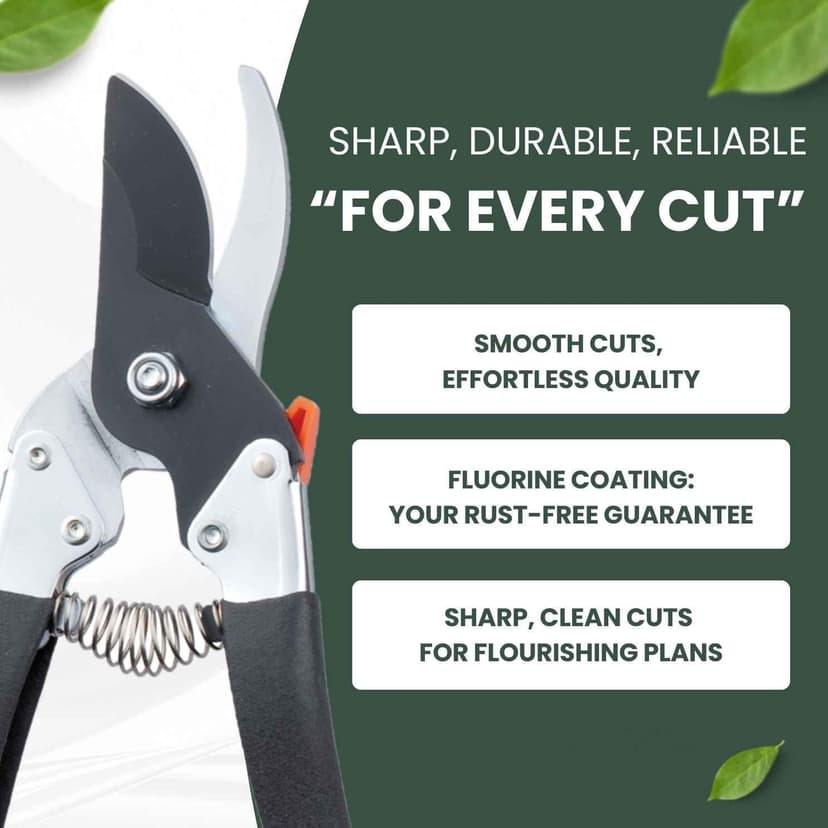 Saboten 7.9" Japanese Pruning Shears - Premium Steel Blades, Rust-Resistant Fluorine Coating, Ergonomic Grip, Duracon Safety Lock - forest Originals, Made in Japan, Gardening & Farming Scissors