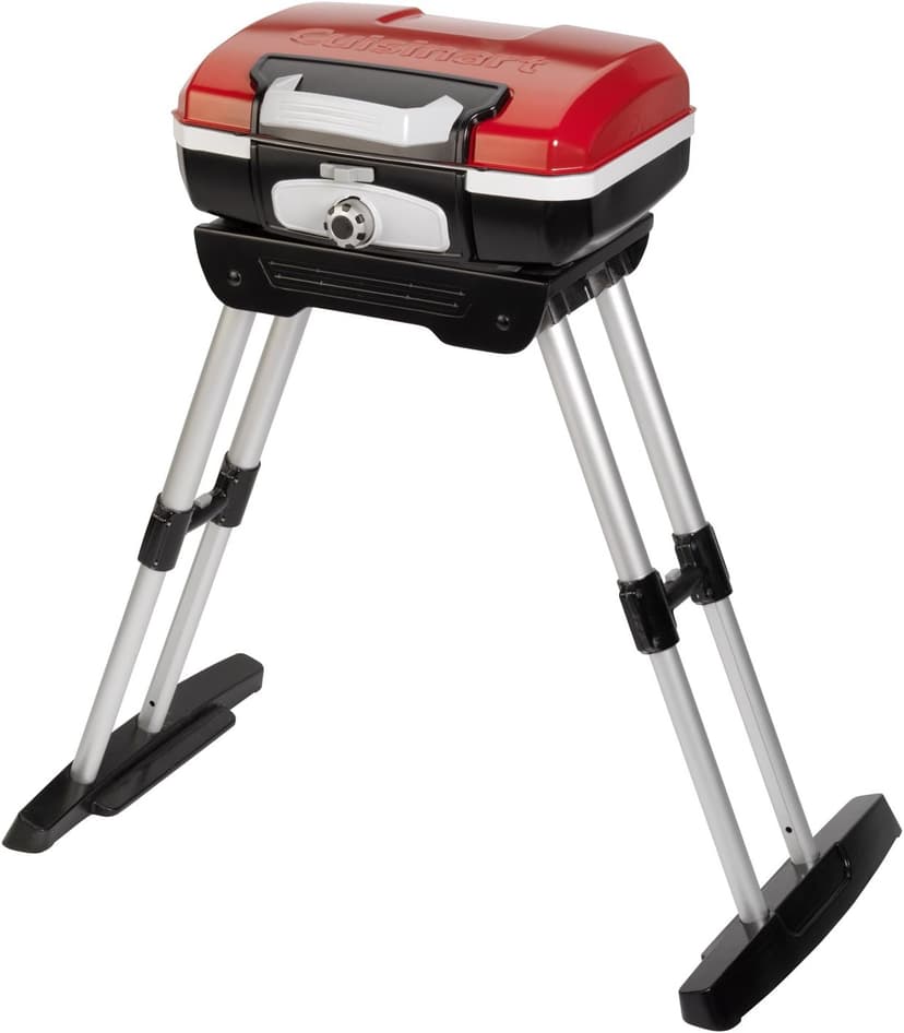 Cuisinart Petite Gourmet Portable Gas Grill with VersaStand™, Compact Tabletop BBQ, 150 Sq. In. Cooking Surface, 5,500 BTU Burner Small Gas Grill, Adjustable Telescoping Base and Carry Handles