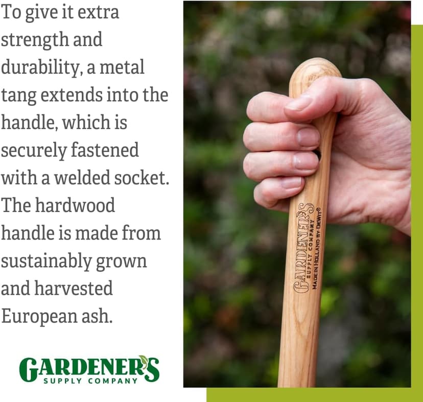 DeWit Gardener's Supply Company Lifetime Raised Bed Cultivator & Long-Handled Garden Hoe | High Carbon Boron Steel Gardening Tool - 18" Handle
