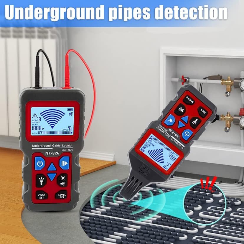 NOYAFA NF-826 Underground Cable Tester Locator Circuit Tracer Metal Pipe Detector Wire Tracker Tool Detects Wall\Underground Wires, Cables, Water and Gas Pipeline Paths