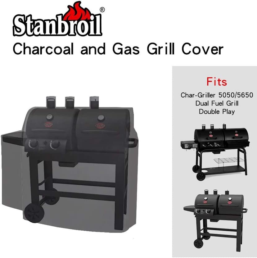 Stanbroil 8080 Dual Fuel Grill Cover Replacement for Char-Griller Duo/Double Play 5050/5650 Gas and Charcoal Grill without Side Fire Box