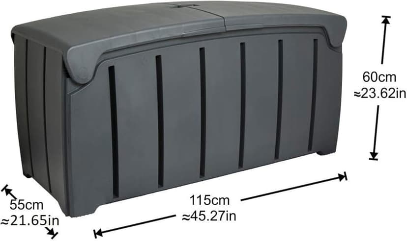 Products 85 Gallon (321L) Outdoor Storage Organization Bin, Patio Deck Box with Dual Door Lid for Garden, Pool, & Furniture Accessories, Black