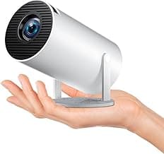 Smart HY300 Projector With Built-in Apps, Wifi Bluetooth 4K 1080P, Auto Keystone, Short Throw and 180 Adjustable, Mini Portable Outdoor Movie (White)