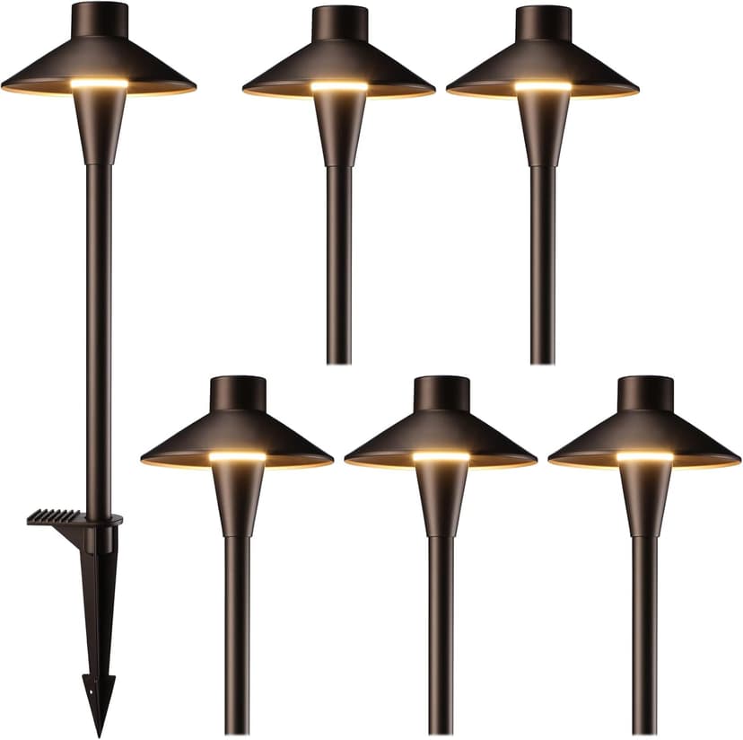 LEONLITE 3CCT Low Voltage Pathway Lights, 12-24V LED Landscape Path Light, 3000K/4000K/5000K Selectable, CRI90, IP65 Waterproof Landscape Lighting, Aluminum Housing, Oil Rubbed Bronze, Pack of 6
