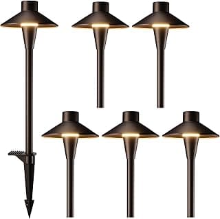 LEONLITE 3CCT Low Voltage Pathway Lights, 12-24V LED Landscape Path Light, 3000K/4000K/5000K Selectable, CRI90, IP65 Waterproof Landscape Lighting, Aluminum Housing, Oil Rubbed Bronze, Pack of 6