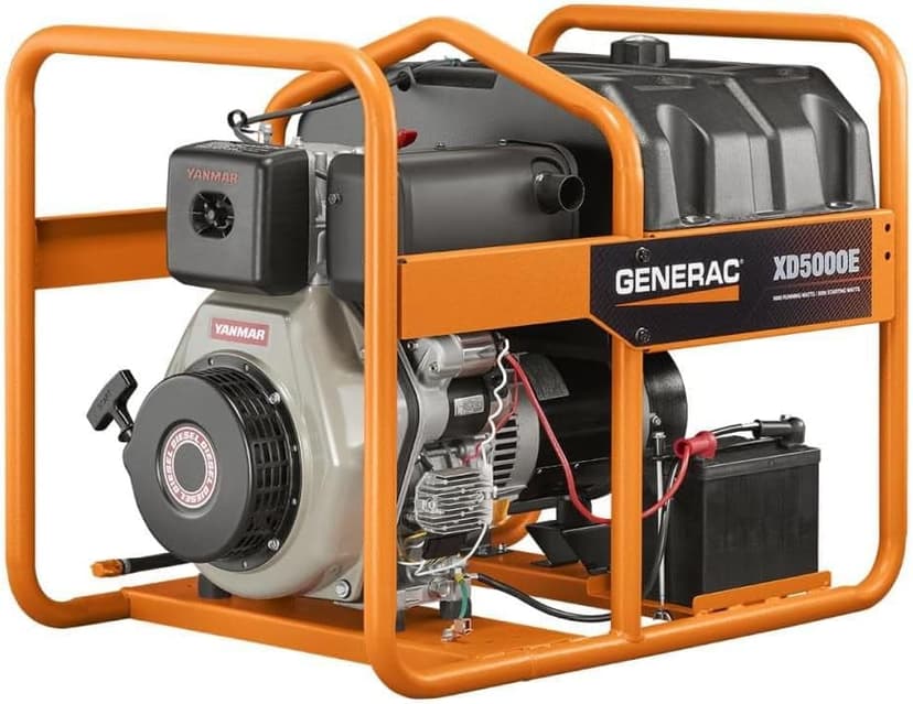 Generac 6864 XD5000E 5000-Watt Diesel-Powered Portable Generator - Ideal for Emergency Backup Power and Job Sites - Reliable Power for Demanding Applications - CARB Compliant