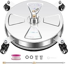 15" Pressure Washer Surface Cleaner with 4 Wheels - Stainless Steel Surface Cleaner for Pressure Washer Attachment for Concrete, Patio, Sidewalk, Deck, Driveways and Daily Washing - PWS 15