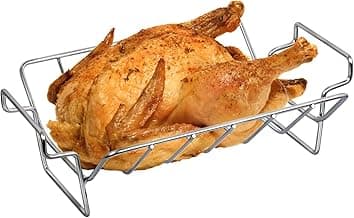 Burly grill Turkey Rack Turkey Roast Rack for Big Green Egg, BBQ Rib Rack for Smoking Turkey Smoker Roasting Rack Roaster Pan Stainless Steel for Large Big Green Egg for Kamado Joe Pit Boss
