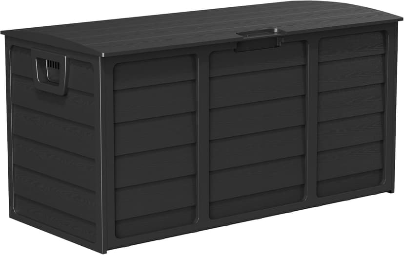 Oakcloud 75 Gallon Resin Deck Box - Waterproof Outdoor Indoor Storage Container for Patio, Garden, Pool Tools, Black