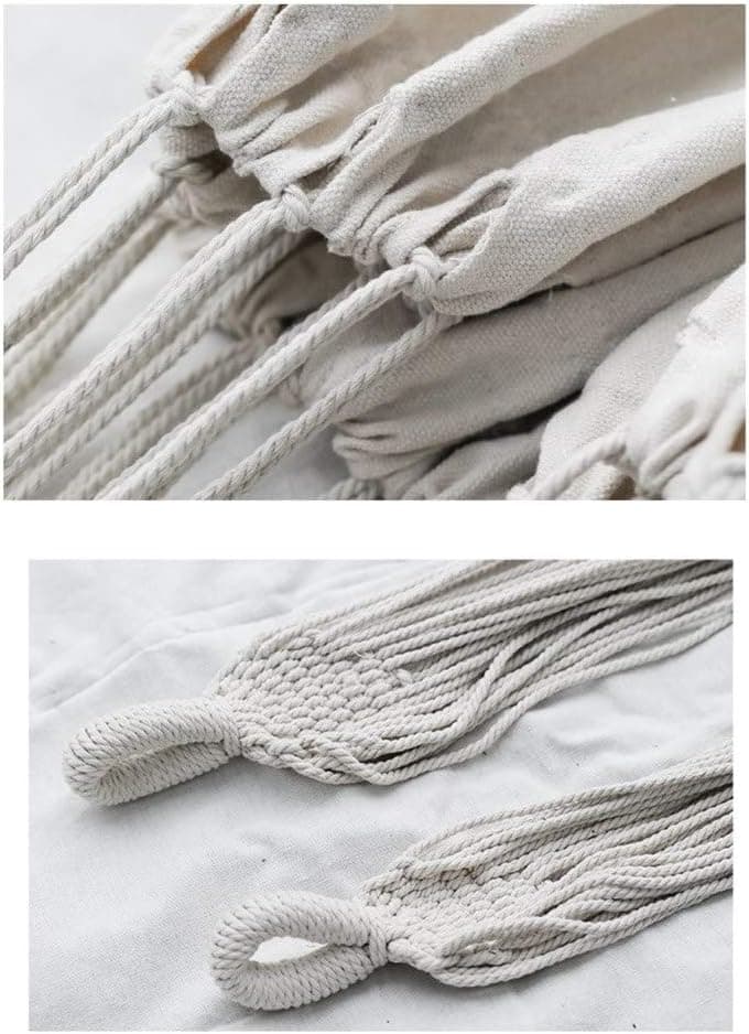 Hammock Brazilian Double Hammocks Soft Comfortable Fabric Cotton Canvas Hanging Portable Two Person Hammock Boho Fringe Large for Adults Backyard Travel