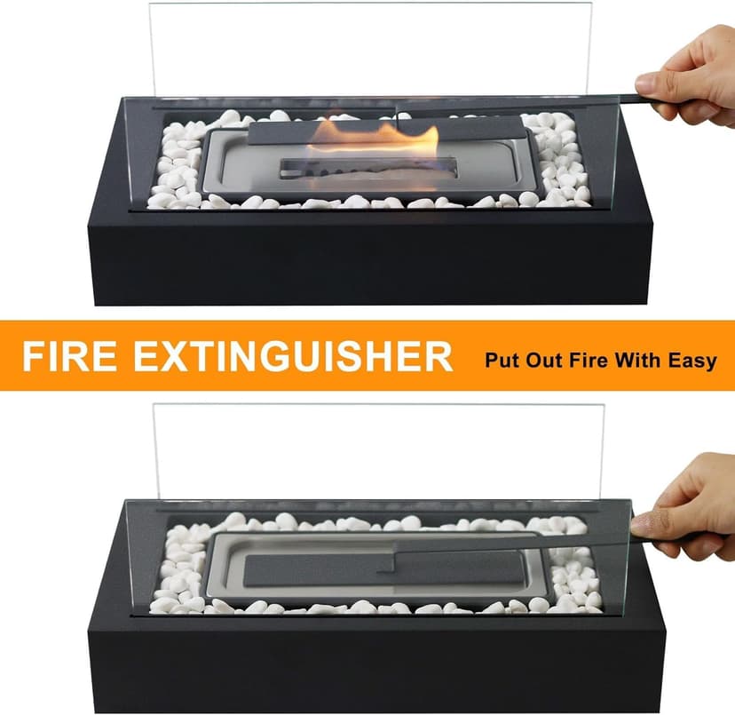 Metal Rectangle Table Top Firepit - Smores Maker Kit with 4 Roasting Sticks Indoor Tabletop Fire Pit & Outdoor Table Fireplaces, Gift for Mother's Day | Modern Home Décor, Housewarming & Birthday Gift