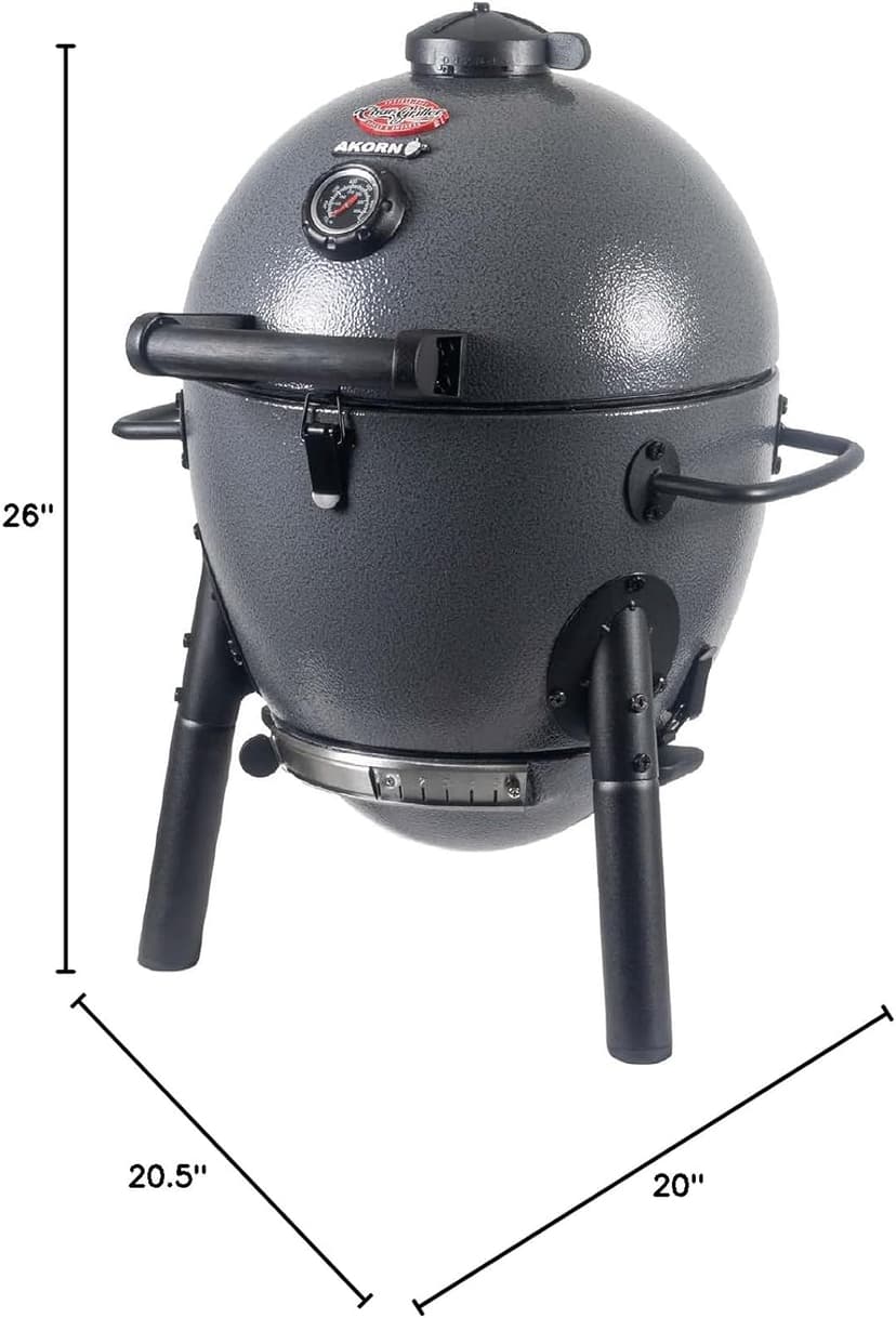 Char-Griller® AKORN® Jr. Portable Kamado Charcoal Grill and Smoker with Cast Iron Grates and Locking Lid with 155 Cooking Square Inches in Ash, Model E86714