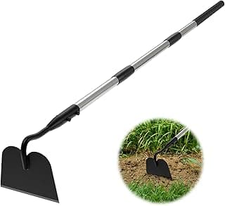 Draw Hoe Garden Tool, Heavy Duty Garden Hoes for Weeding Long Handle, Easy Stand Up Scraping Weeder Tool for Garden, 5.5 FT Adjustable Weed Hoe with 6-inch Wide Welded Blade
