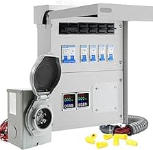 Upgraded 30 Amp 6 Circuit Transfer Switch Kit for Generator with 2 Digital Display Energy Meter with NEMA L14-30p Optional Power Inlet, IP 67 Waterproof, PreWired, for Indoor and Outdoor Use (2025)