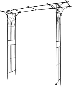 VINGLI Garden Arbor, Arch Archway for Wedding Ceremony Party, Steel Garden Trellis for Plant Climbing, Christmas Decorations Pergola for Backyard, Lawn (Black)