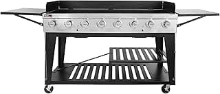 Royal Gourmet 8-Burner Gas Grill, 104,000 BTU Liquid Propane Grill, Independently Controlled Dual Systems, Outdoor Party or Backyard BBQ, Black