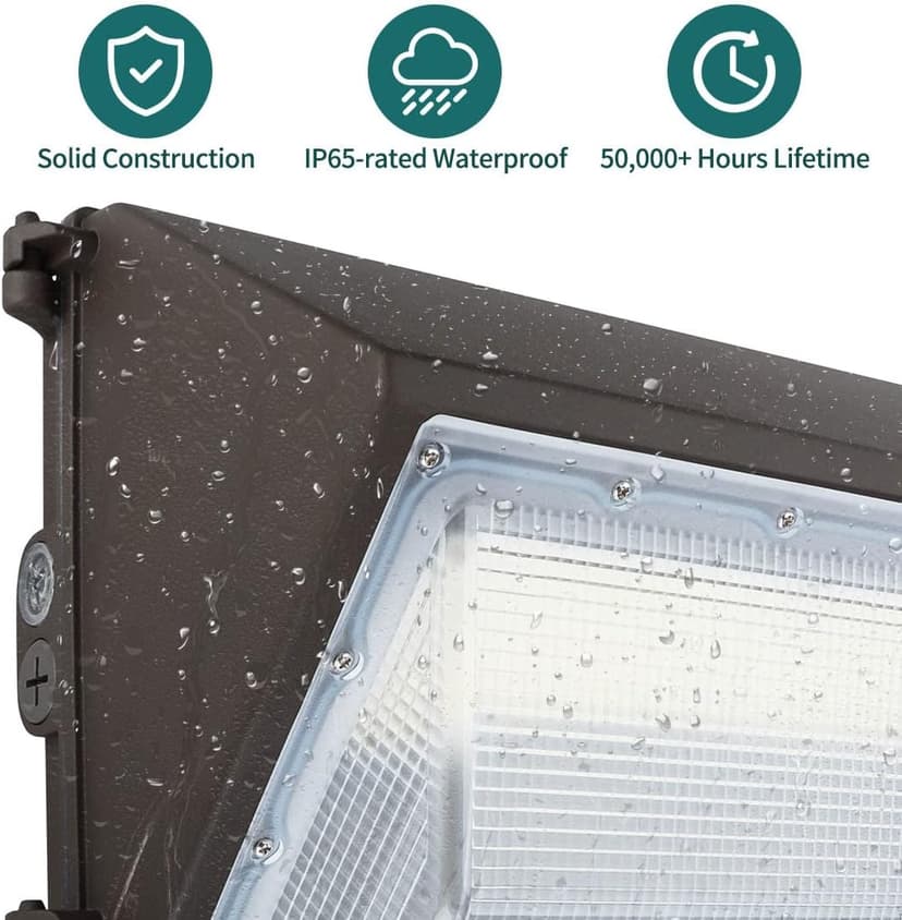 LED Wall Pack 100W 13000lm 5000K Daylight 100-277V, IP65 Waterproof Dusk-to-Dawn Outdoor Lighting for Security, ETL Listed (4 Pack)