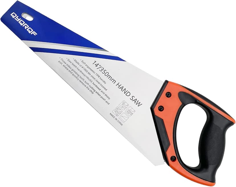 14 Inch Hand Saw, Heavy Duty Wood Saw with Ergonomical Handle Rust-proof Handsaw for Sawing Pruning Gardening Wood Plastic and Drywall (orange)