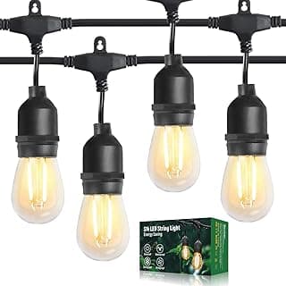 BRIMAX 12FT Outdoor String Lights with 5 LED Bulbs Outdoor Lights Shatterproof Edison Bulb Commercial Grade Waterproof LED Outside Light for Bistro Gazebos Porch Patio Garden