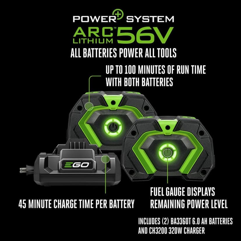 EGO POWER+ Electric Lawn Mower, Self-Propelled Cordless with Select Cut and Touch Drive, Includes (2) 56V 6.0Ah Batteries and Rapid Charger - LM2134SP-2