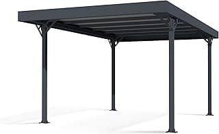 Palram Canopia Palma 16 Ft. x 12 Ft. x 7 Ft. Carport Aluminum Metal Frame and Polycarbonate Panels Car Port for Outdoor Driveway Car, Truck, RV, Trailer, Boat Storage (Gray/Bronze)