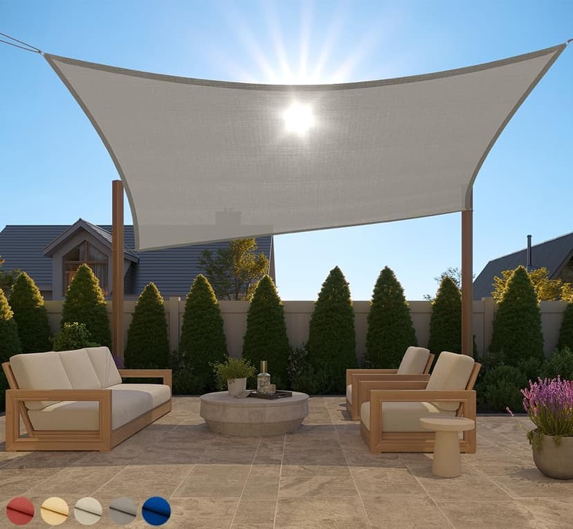 GORILLA GRIP Heavy Duty Sun Shade, UV Protection Fade Tear and Rust Resistant Rectangle Sunshade Canopy, Curved Edges Blocks Sunlight, Breathable Sail, Outdoor Patio, Lawn Garden, 8x10 FT Gray