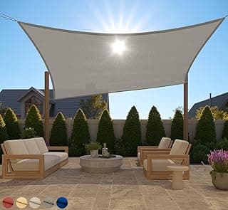GORILLA GRIP Heavy Duty Sun Shade, UV Protection Fade Tear and Rust Resistant Rectangle Sunshade Canopy, Curved Edges Blocks Sunlight, Breathable Sail, Outdoor Patio, Lawn Garden, 8x10 FT Gray