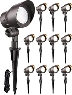 LEONLITE 12-Pack Low Voltage LED Landscape Spotlight, 3000K Warm White, 4W 12V Pathway Lights Outdoor CRI90+, Aluminum Housing Spot Lights for Garden Yard Lighting, ETL Listed, Bronze Finish