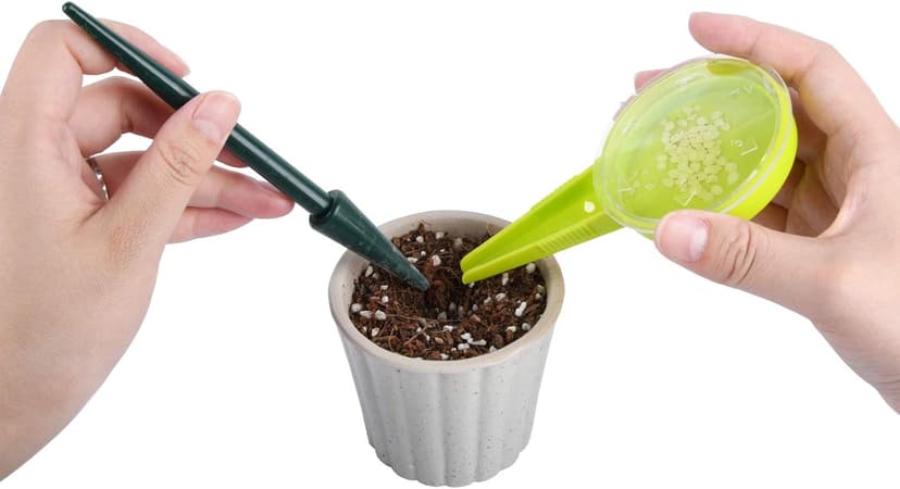 Gardtech Bulb Planter Tool, 4pcs Garden Tool Set, Includes Wood Handle Handheld Dibber Measurements Dibbler, Bamboo Plant Tags Labels, Seed Dispenser Kit, Mark Pen