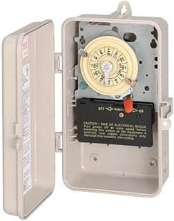 Intermatic T104P3 Mechanical Time Switch - Double Pole, Single Throw, NEMA 3R Enclosure - One-Hour Control, On/Off Trippers Included, High Motor Load Ratings