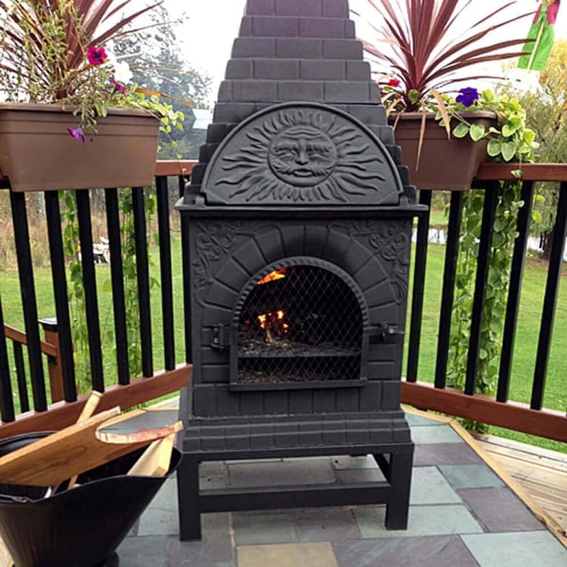 The Blue Rooster Casita Grill Chiminea Outdoor Fireplace Wood Burning Firepit and Pizza Oven