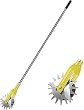 Wheel Rotary Edger Lawn Tool, Grass Edge Trimmer, Sidewalk Manual Lawn Edger, Strong 3 Sections Stainless Steel Handle with Cushion Grip, 58.3-Inch