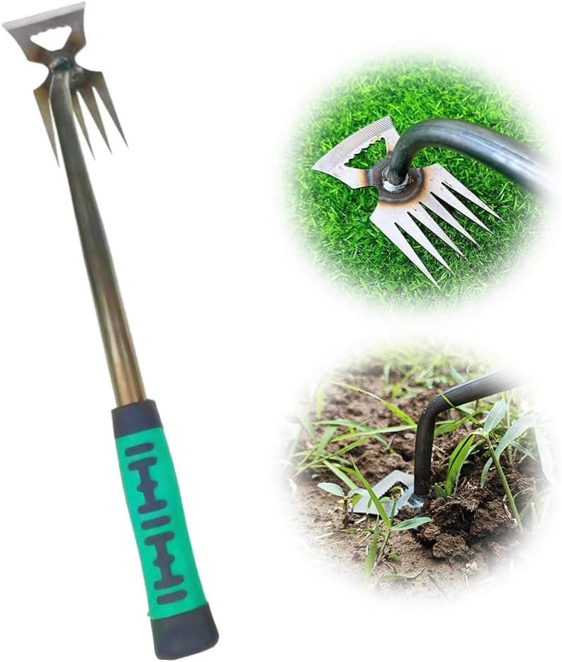 Gardening Hand Weeder Tools, 2025 New Weeding Artifact Uprooting Weeding Tool Weeding Rake Uprooting Weeding Tool, Multifunctional Garden Hand Weeder Tools for Garden (5 Tines)