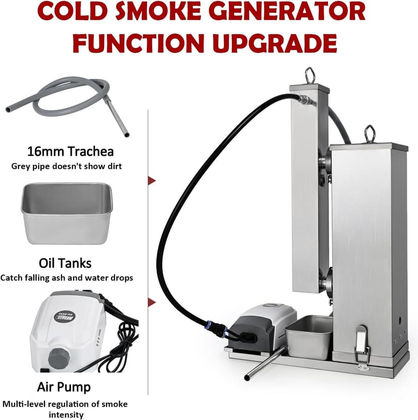 Cold Smoke Generator, 16 Hours Continuous Smoke, Stainless Steel Pellet Smoker Tube, Portable Electric Smoke Maker Outdoor Smoker Accessories for Meat Vegetables
