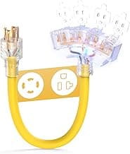 TOOLIOM 30 Amp Generator Adapter Cord Power Splitter, NEMA L14-30P to 4 x 5-15R/5-20R Household Plug, ETL Listed Generator Extension Cord 125/250V 7500W STW 10AWG/4C (1.5 FT)