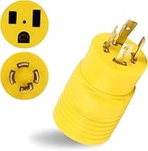 NEMA L14-30P to 6-50R 240V Compact Generator Adapter Connector, 30Amp Twist Lock 4 Prong Male Plug to 3 Prong Female Receptacle Adapter for Welder Generator Dryer EV Charger, Yellow