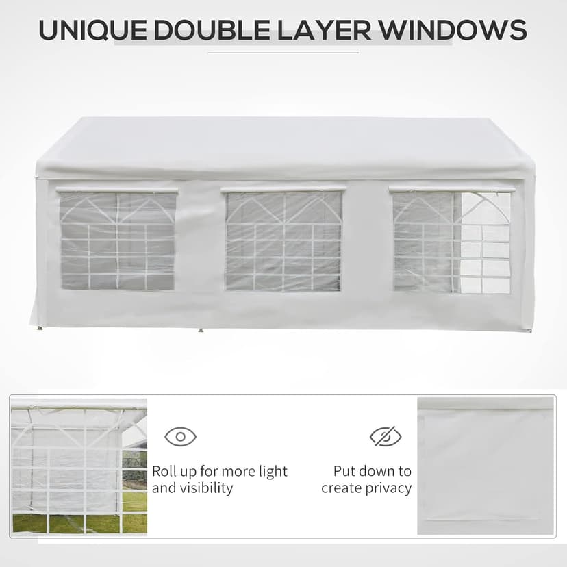 Outsunny 16' x 32' Heavy Duty Party Tent & Carport with Removable Sidewalls and Double Doors, Large Canopy Tent, Sun Shade Shelter, for Parties, Wedding, Outdoor Events, BBQ, White