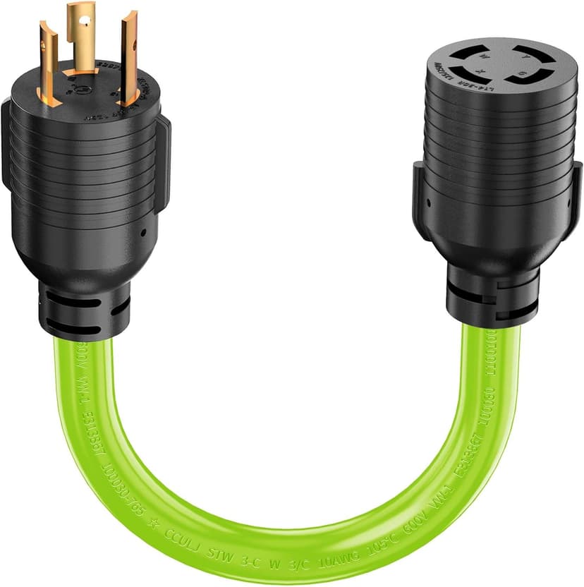4 Prong to 3 Prong Generator Transfer Switch Adapter Cord, NEMA L5-30P to L14-30R, 30 Amp Generator Adapter Twist Lock STW 10 AWG