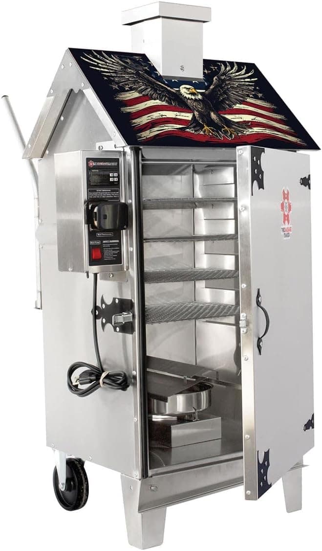 The Sausage Maker - 30 lb. Digital Smoker for Making Sausage, Ham, Fish and Brisket (Eagle with Flag)