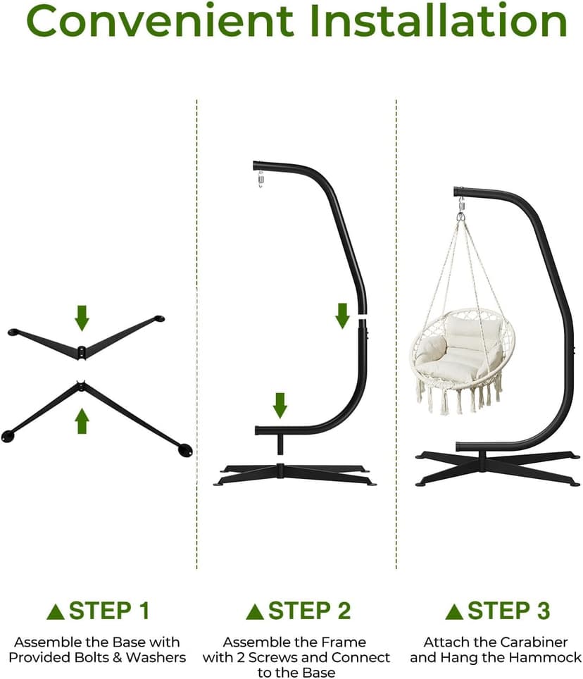 GREENSTELL Hammock Swing Stand, Hanging C-Stand with Spring Hook, for Indoor, Outdoor, Sturdy Hanging Stand Max Load 330lbs