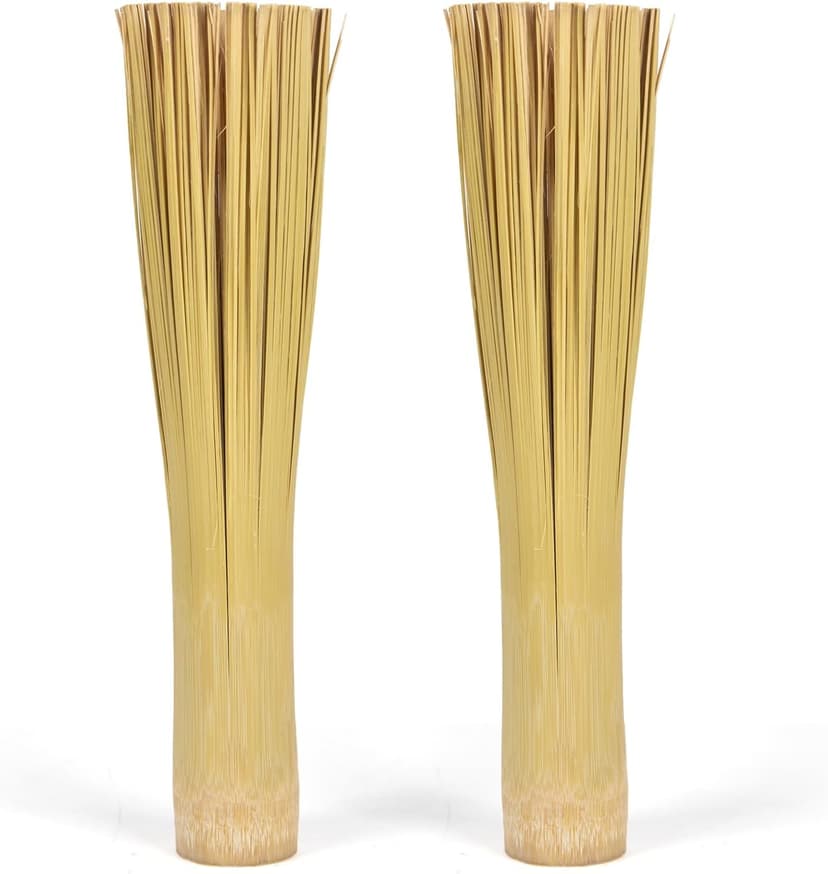 2 Packs,Bamboo Wok Brush, Refined Kitchen Cleaning Brush, Traditional Natural Bamboo Pot Brush, One Piece Structure,Powerfully Scrub Pots and Jars of Stains (Small, Flat Mouth)
