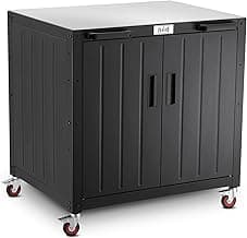 Grill Table, Outdoor Bar Cart Grill Cart with Storage Cabinet,Modular Outdoor Kitchen Island, Outdoor Grill Station with 304 Stainless Steel Top,Pizza Oven Table for Lawn & Garden,L35.4” x W24”