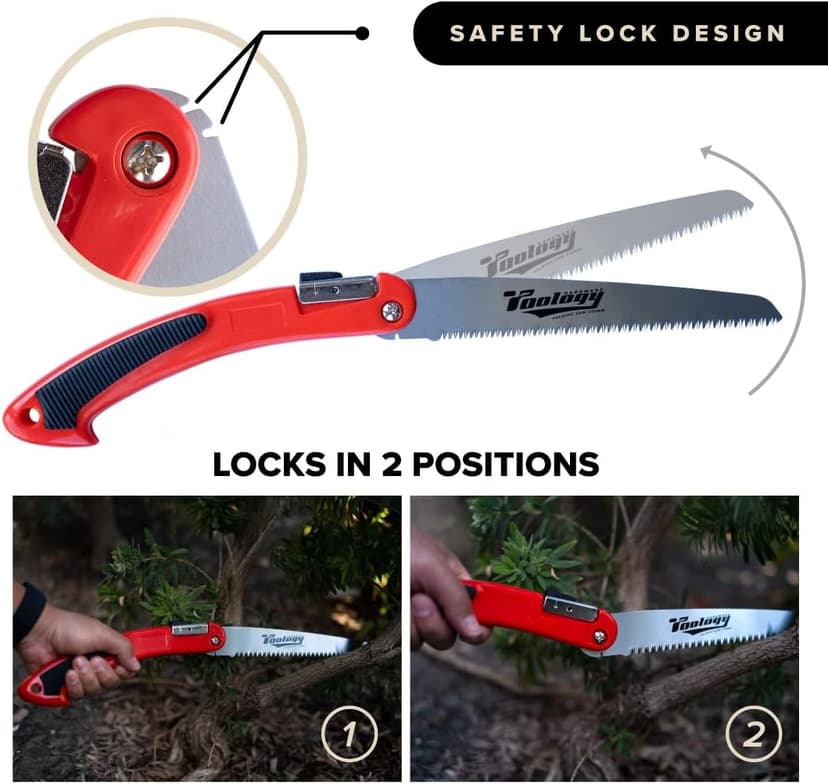 Hardware 8" Folding Tree Pruning Saw for Gardening, Survival & Camping - Wood/Tree Cutter, Bushcraft Axe with Heavy Duty SK-5 Steel (Red)