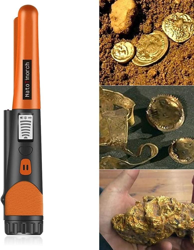 Hand Metal Detector, High Sensitivity Metal Detector with LCD Display&Belt Holster,360°Scanning,All Metal Finder Locating Gold Coin Silver Jewelry Waterproof