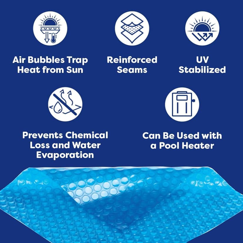 In The Swim 24' Standard Blue Round Solar Pool Cover 8 Mil for Solar Heating Above Ground Pools and Inground Pools